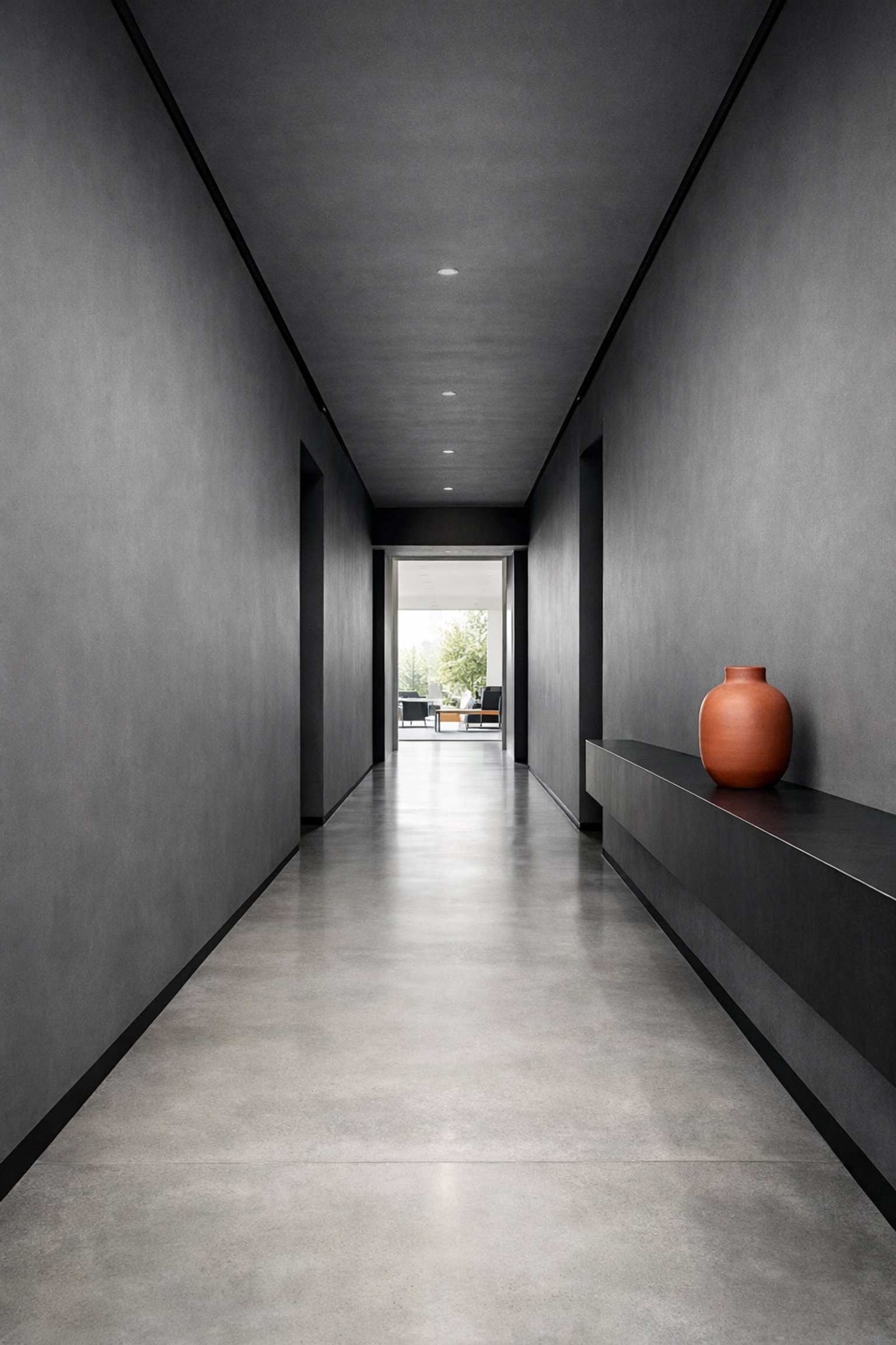 A minimalist hallway representing a frictionless path and clear conversion goals in web design.