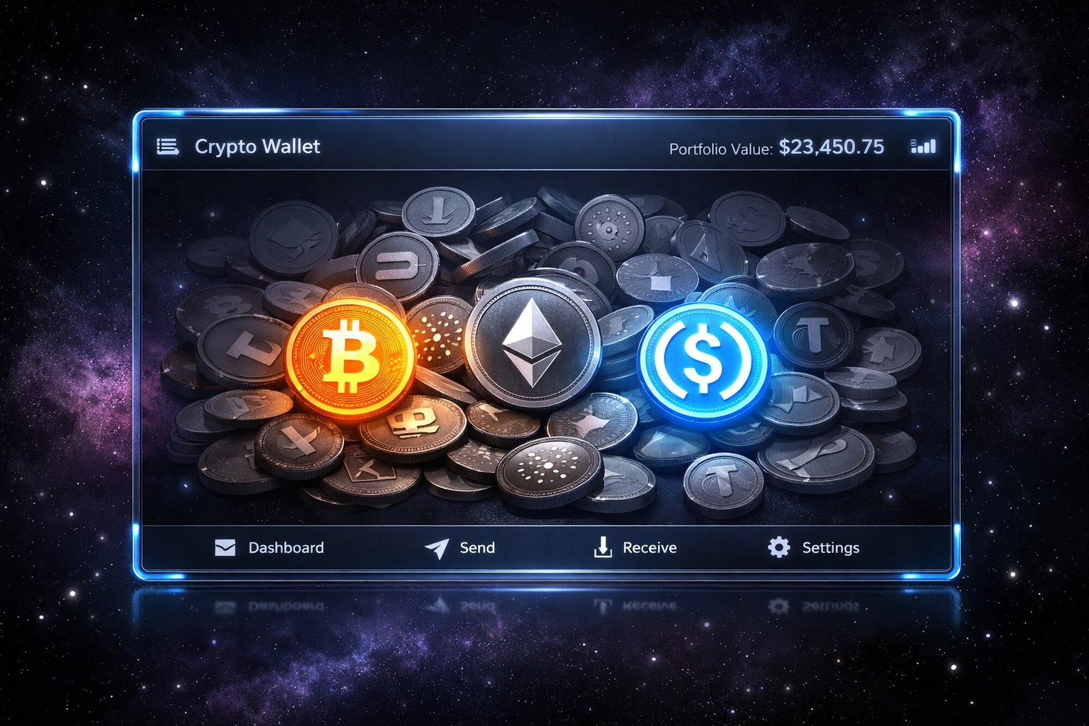 Crypto wallet showing Bitcoin, Ethereum, and stablecoins highlighted among unnecessary tokens