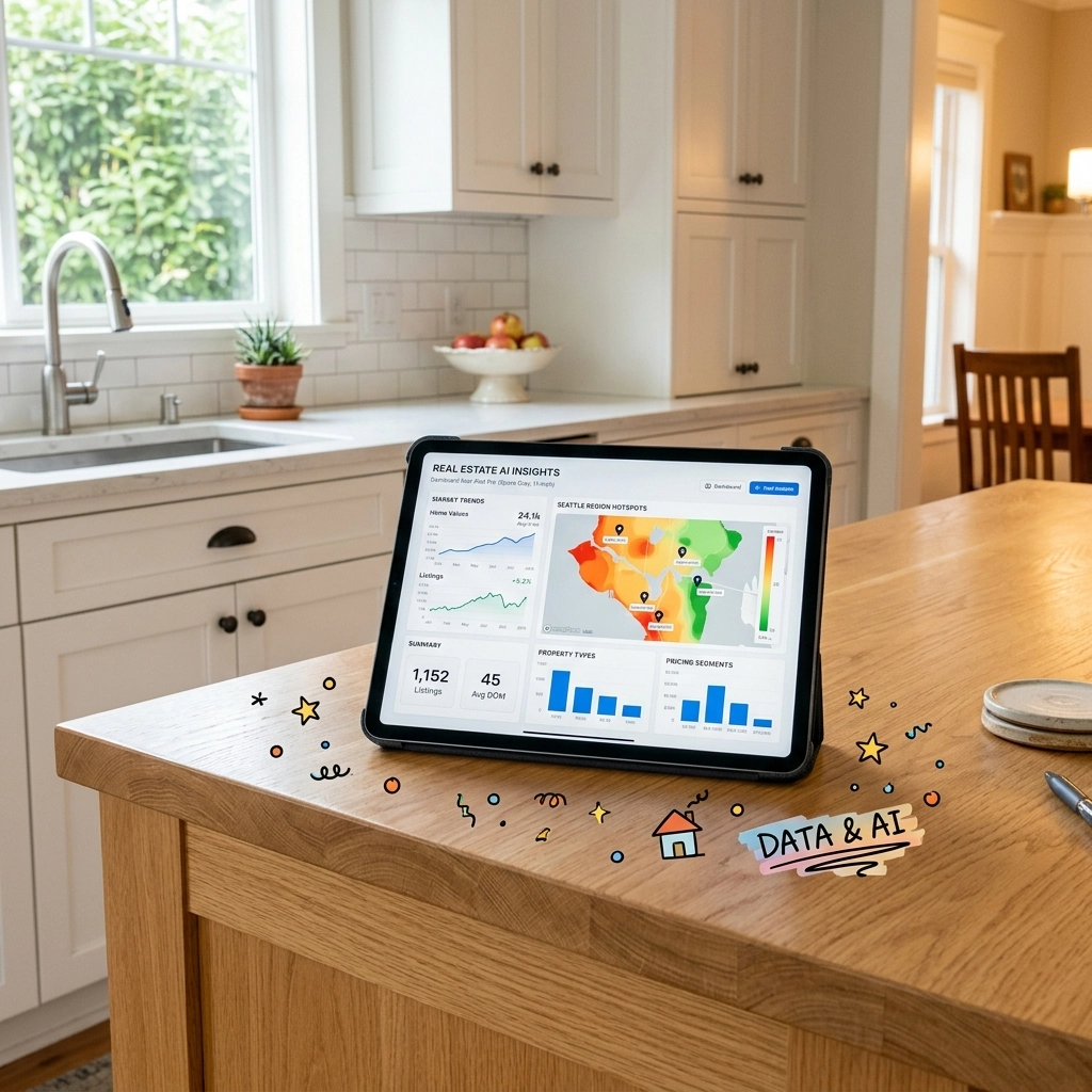 An AI dashboard showing real-time market analytics for North Metro Atlanta homes. An AI dashboard showing real-time market analytics for North Metro Atlanta homes.