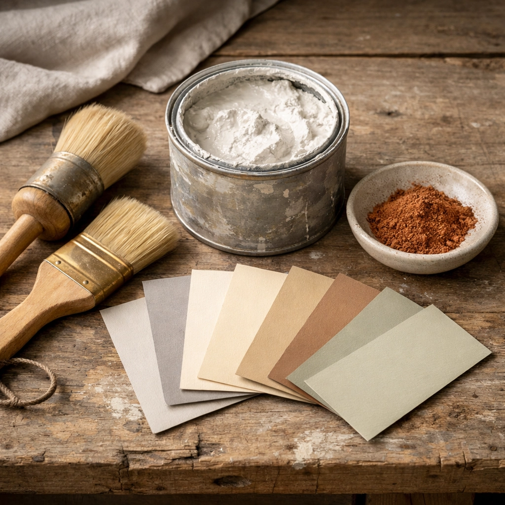 Traditional limewash and natural paint materials for breathable listed building finishes