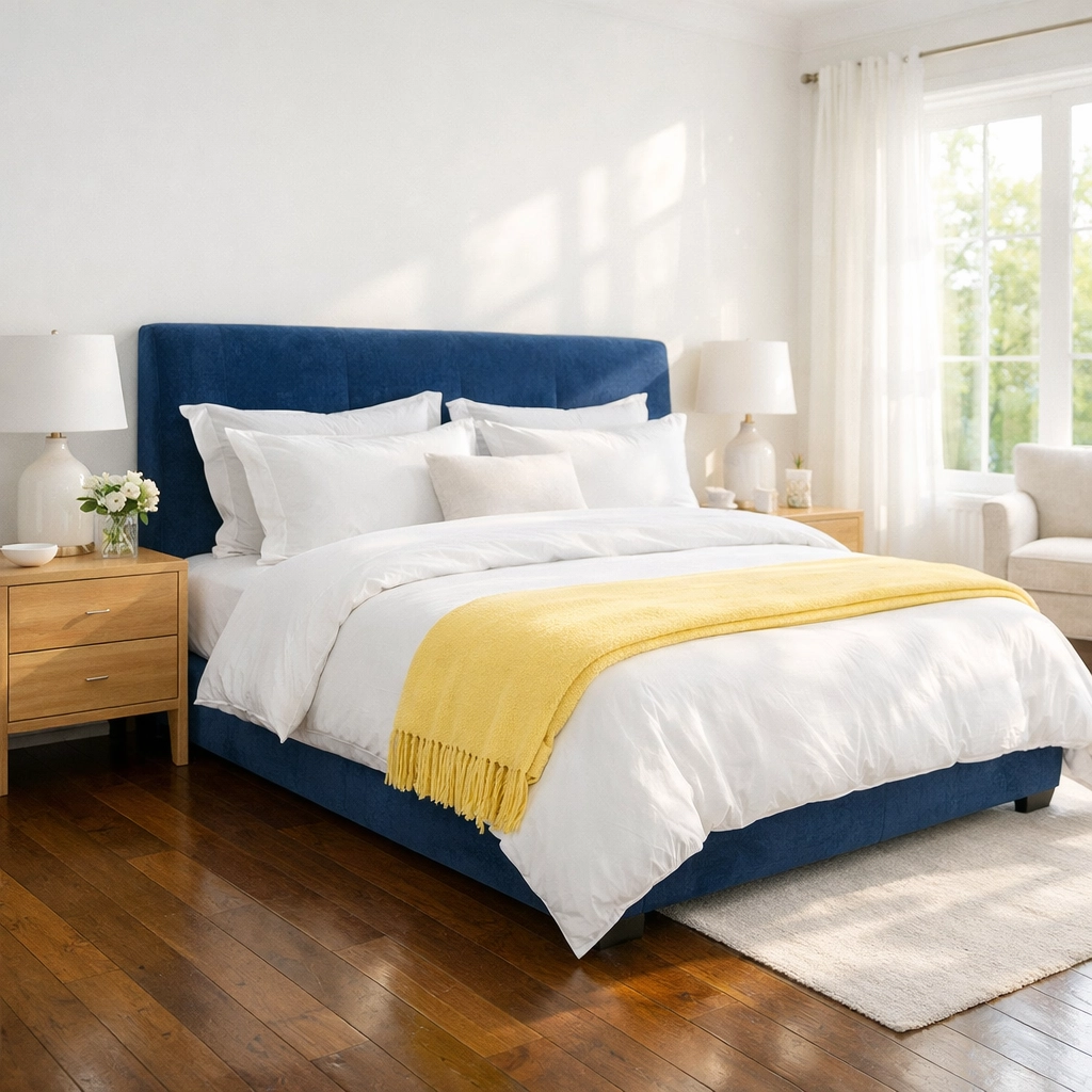 Serene master bedroom in a Needham residence showing allergen-free cleaning and crisp linens.