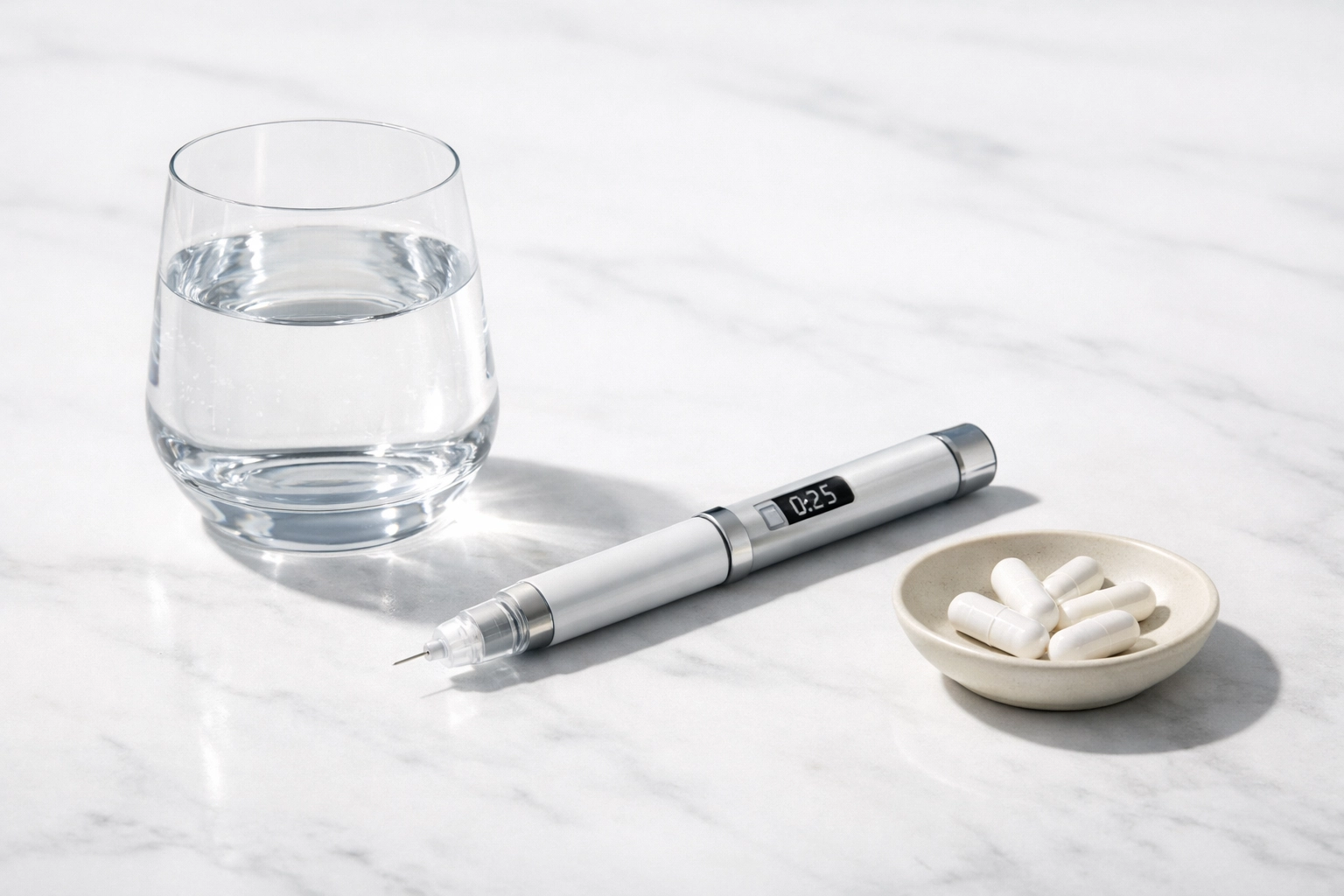 Different Wegovy alternative options including an injectable weight loss pen and oral weight loss pills.