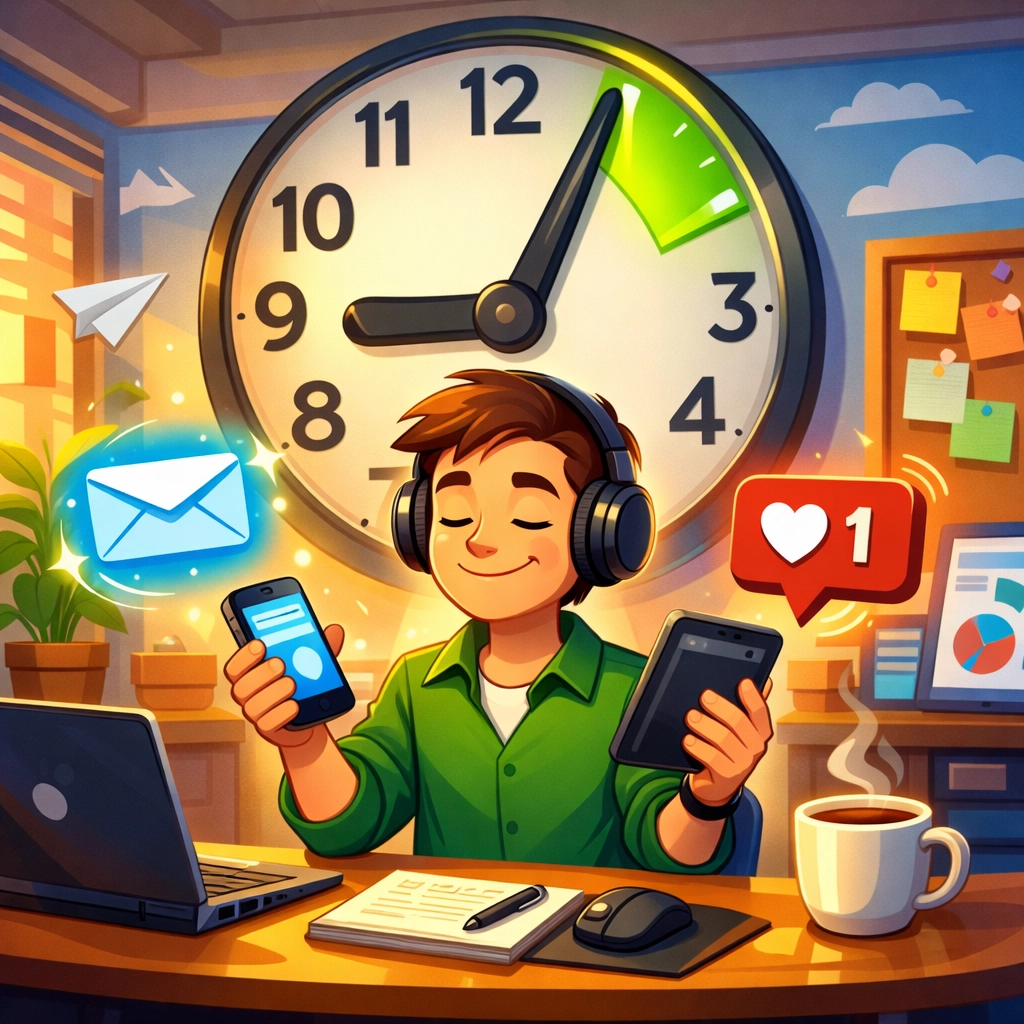 Business professional managing multi-channel lead responses within a five-minute timeframe.