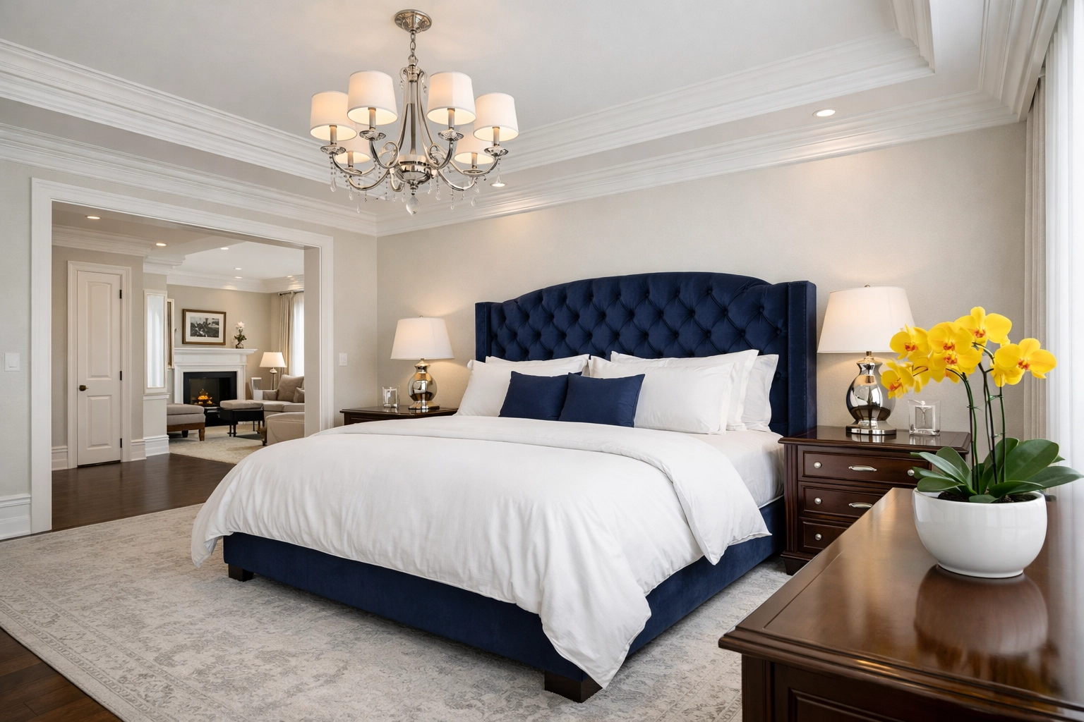 An immaculately clean luxury bedroom in Groton illustrating professional ninja-level residential cleaning standards.