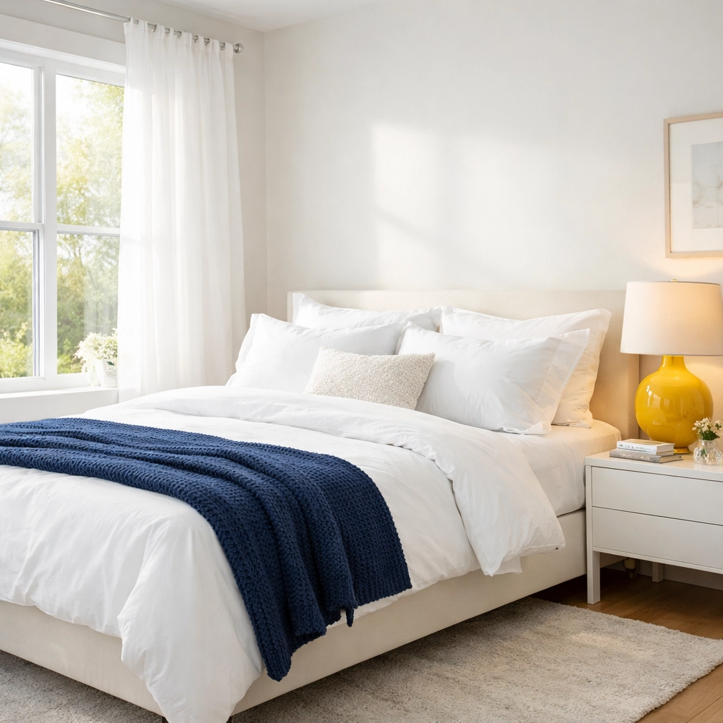 Sanitized master bedroom in Lowell showing the fresh results of a professional house cleaning Lowell MA service.