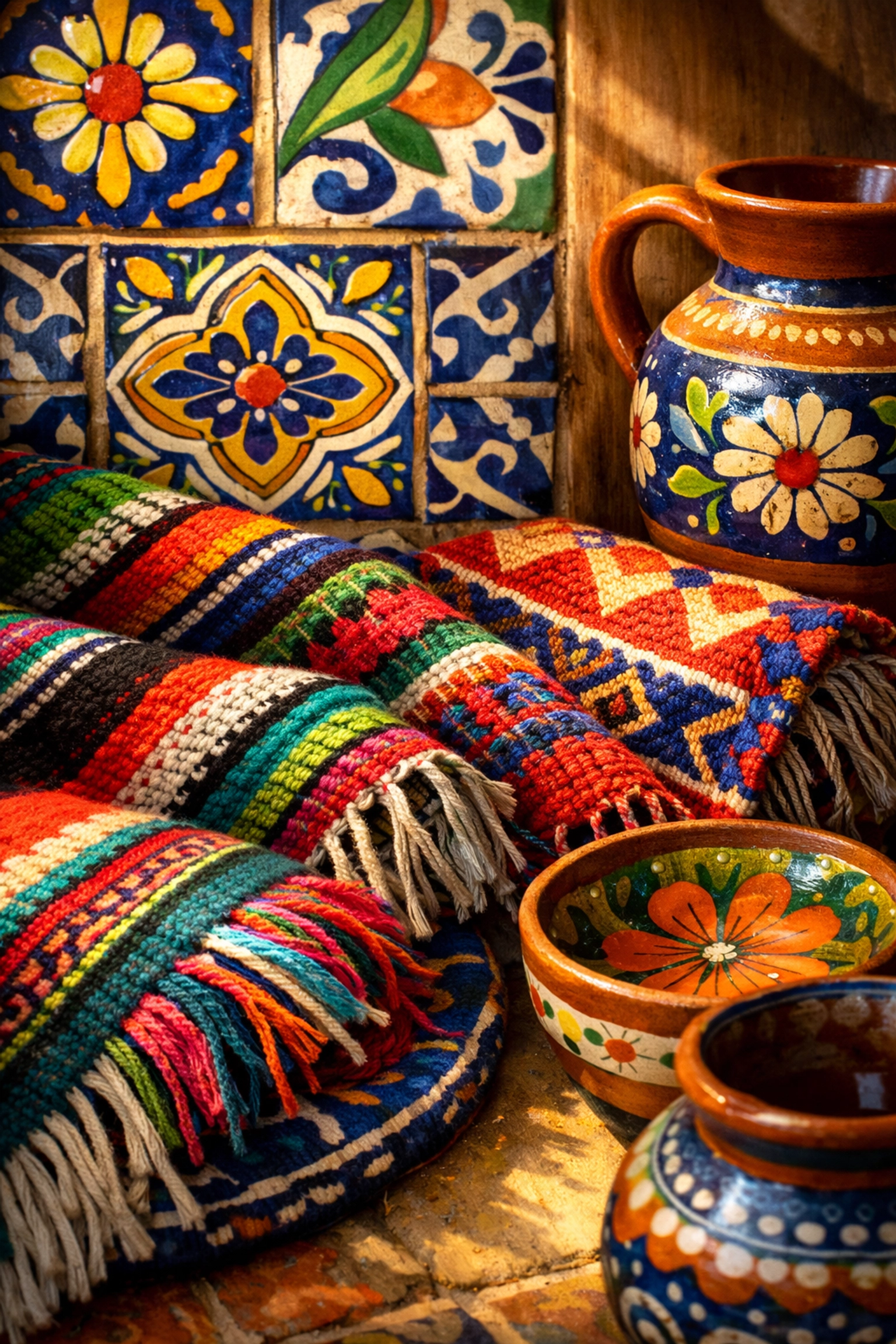 Traditional Mexican Talavera tiles and artisan decor in Puerto Vallarta rental