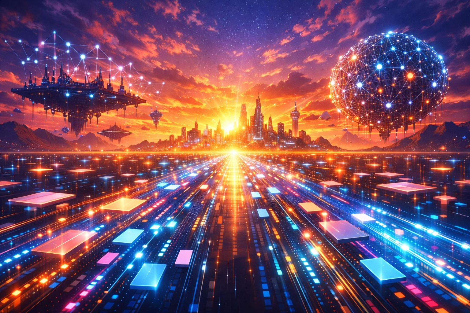 Glowing data pathway symbolizing Larecoin’s long-term Web3 marathon and the future of global digital payments.