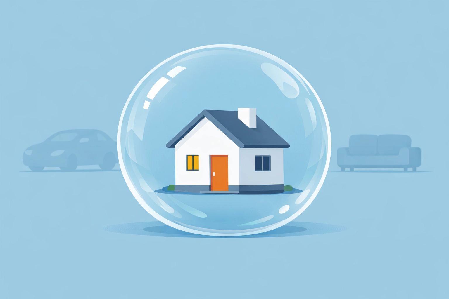 Casa minimalista protegida, destacando la importancia de evitar deudas antes de comprar.