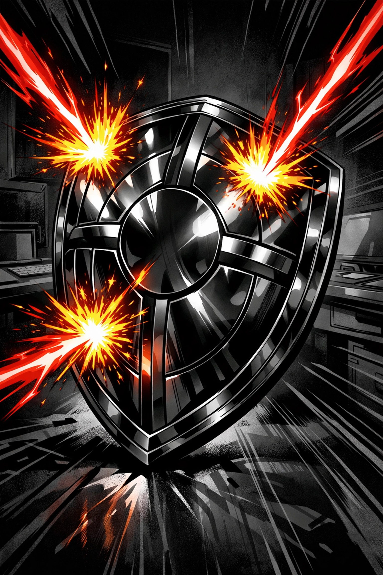 Protective shield deflecting account suspension threats for secure Amazon brand management.