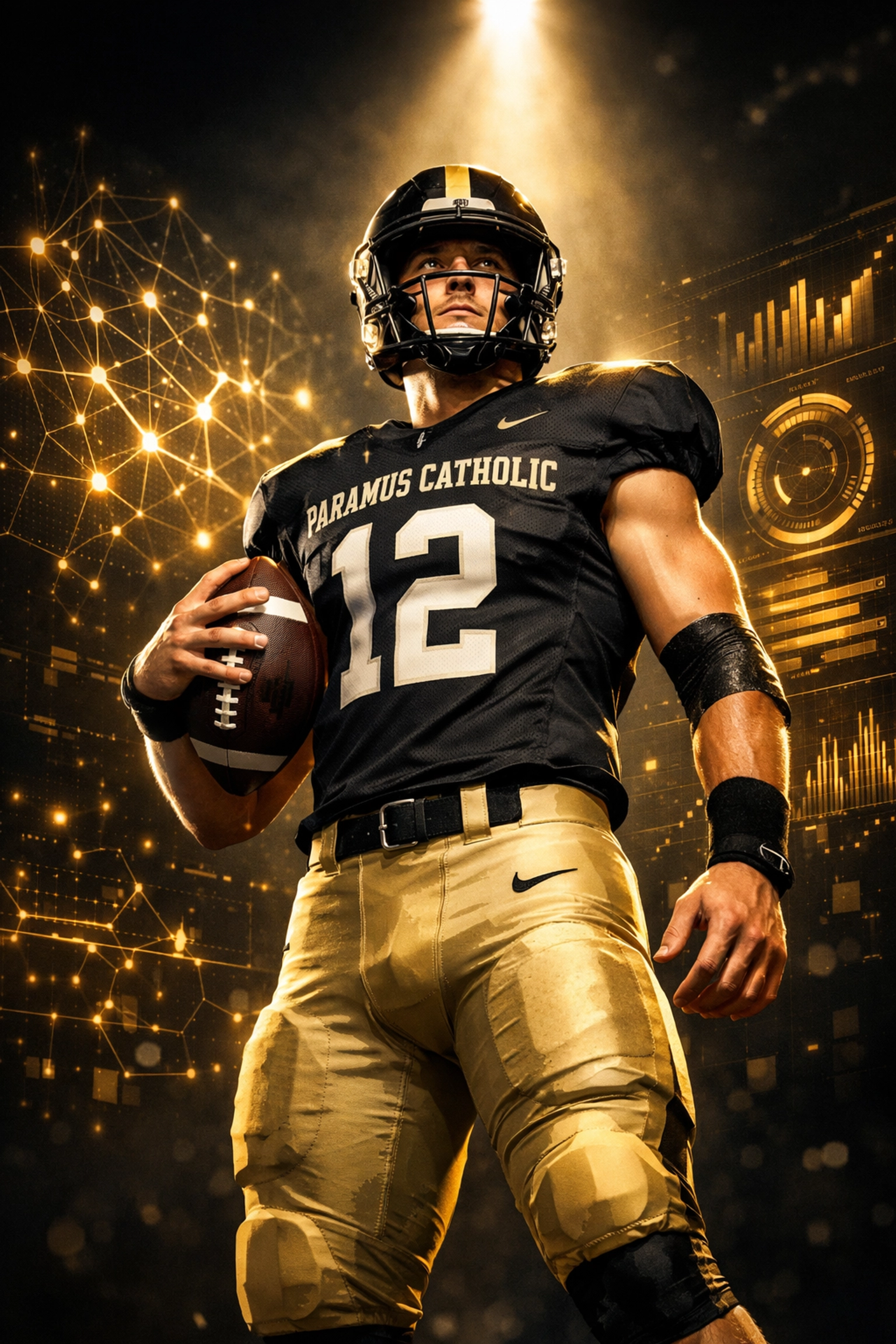Walker Snee quarterback prospect in Paramus Catholic black and gold with digital scouting analysis