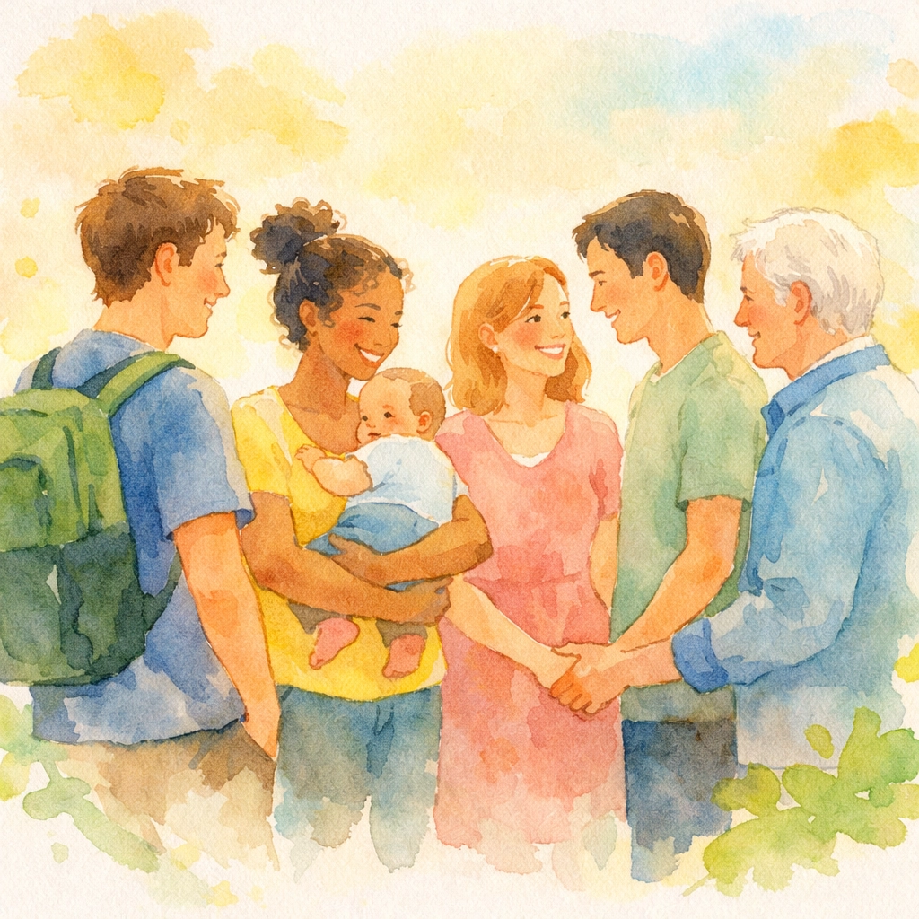 Diverse individuals benefiting from sliding scale counseling including students, parents, and couples