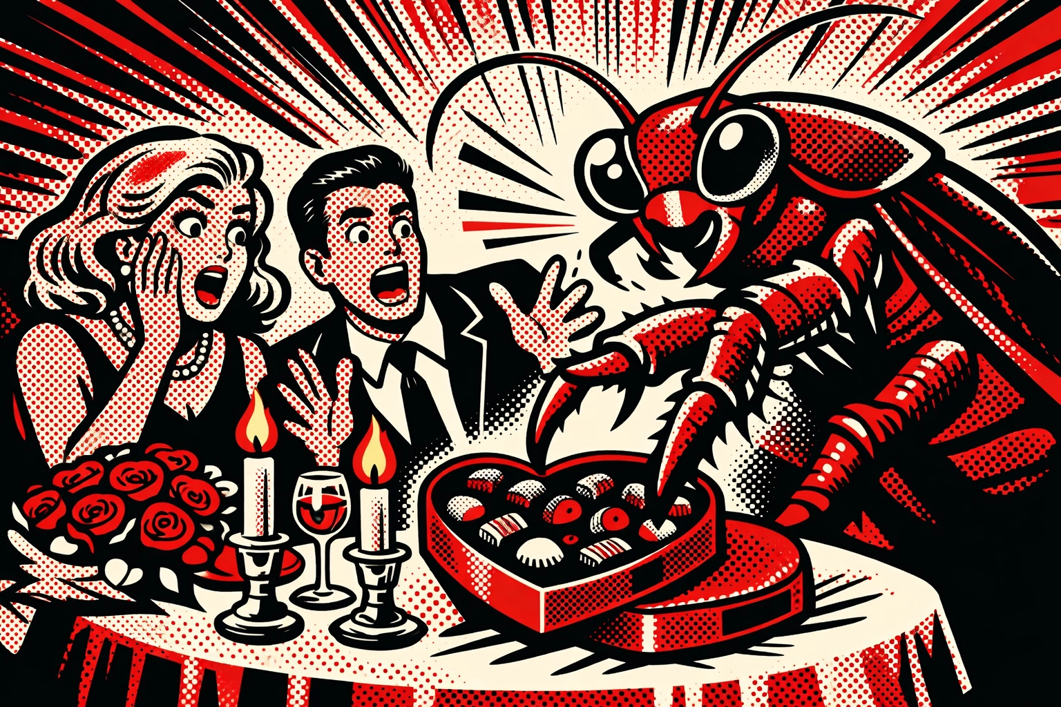 Cockroach interrupting Valentine's dinner in Jasper AL home illustrating need for pest control