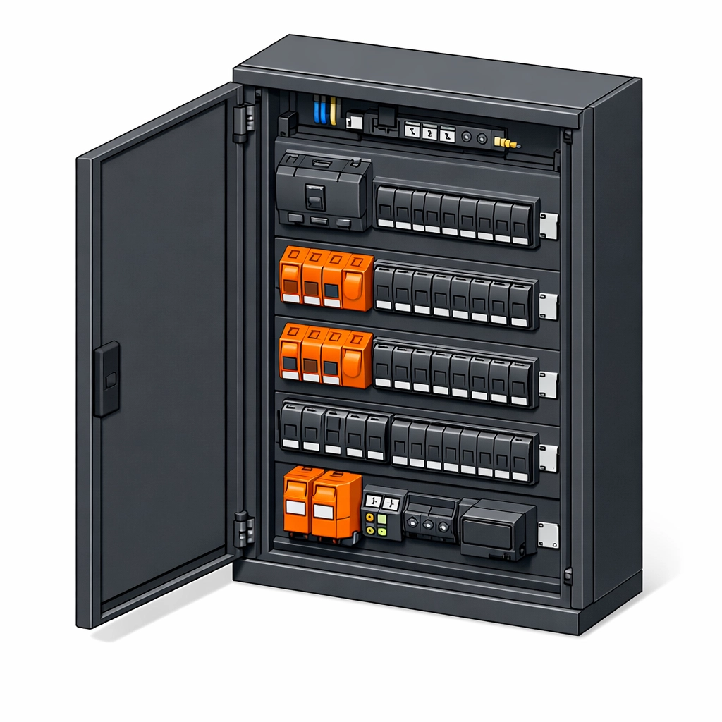 Elektroverteiler mit selektiven Schutzorganen und Sicherungen