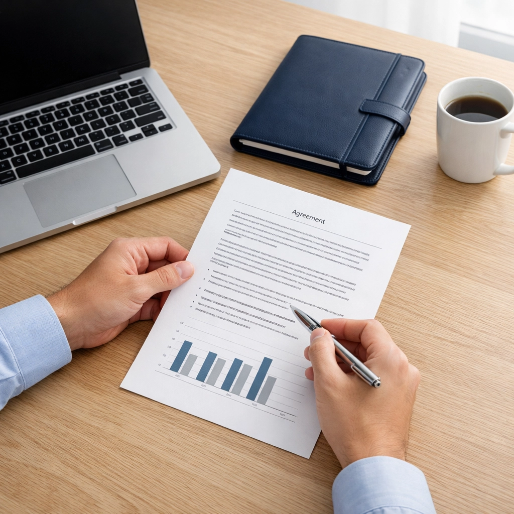 Hands reviewing a credit report at a desk, representing the organized process of fixing credit inaccuracies.