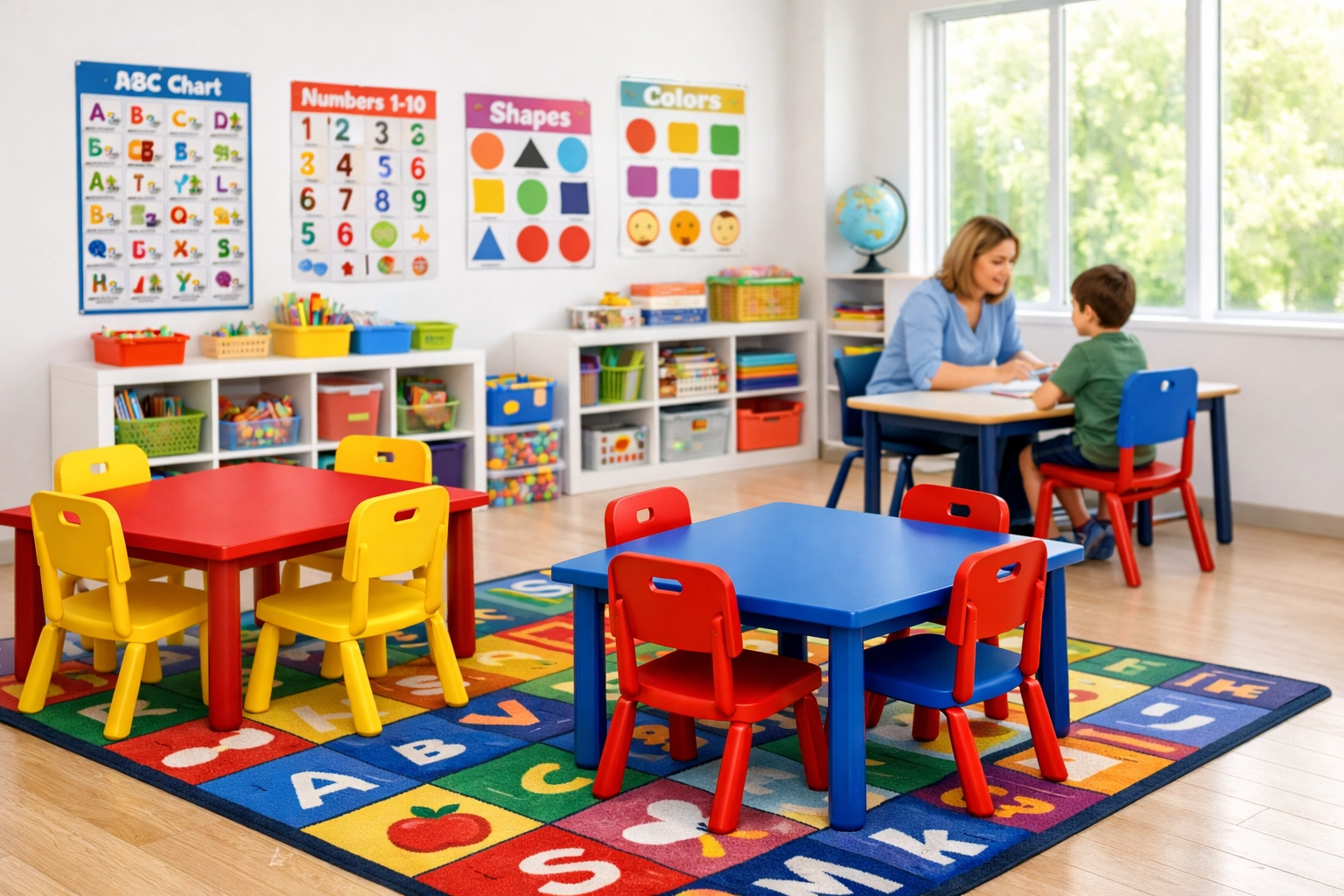 Clinic-based ABA therapy room in Tyrone GA designed like a classroom with learning materials