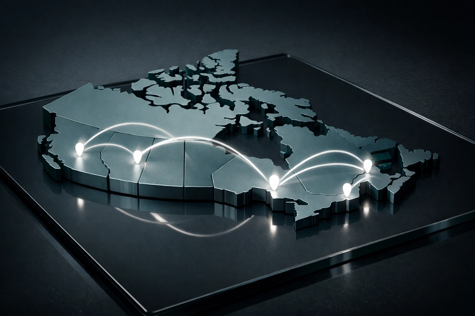 Map of Canada highlighting nationwide network coverage for cloud PBX and business SIP trunking services.