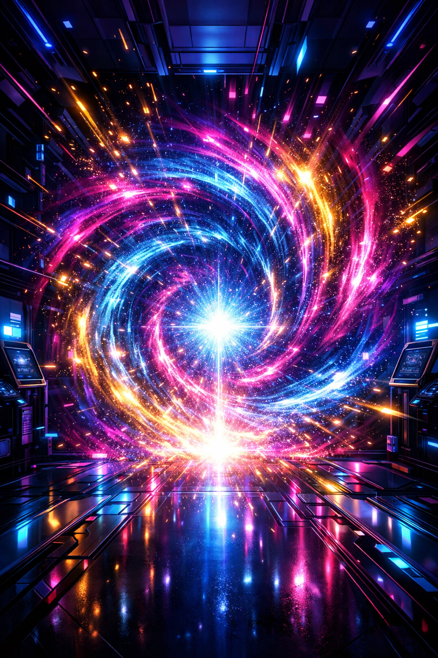 A radiant digital portal representing the magic of immersive virtual reality experiences for events