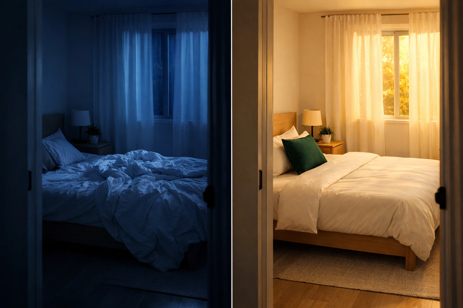 Sleep disruption visualization showing cortisol impact on fat loss