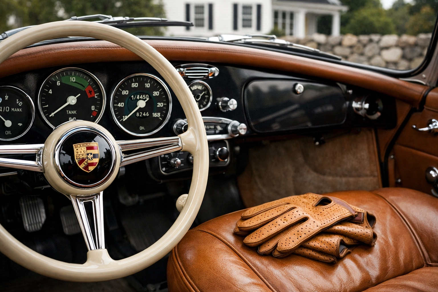 Vintage Porsche 356 interior dashboard; a prime example for classic car insurance Litchfield collectors.