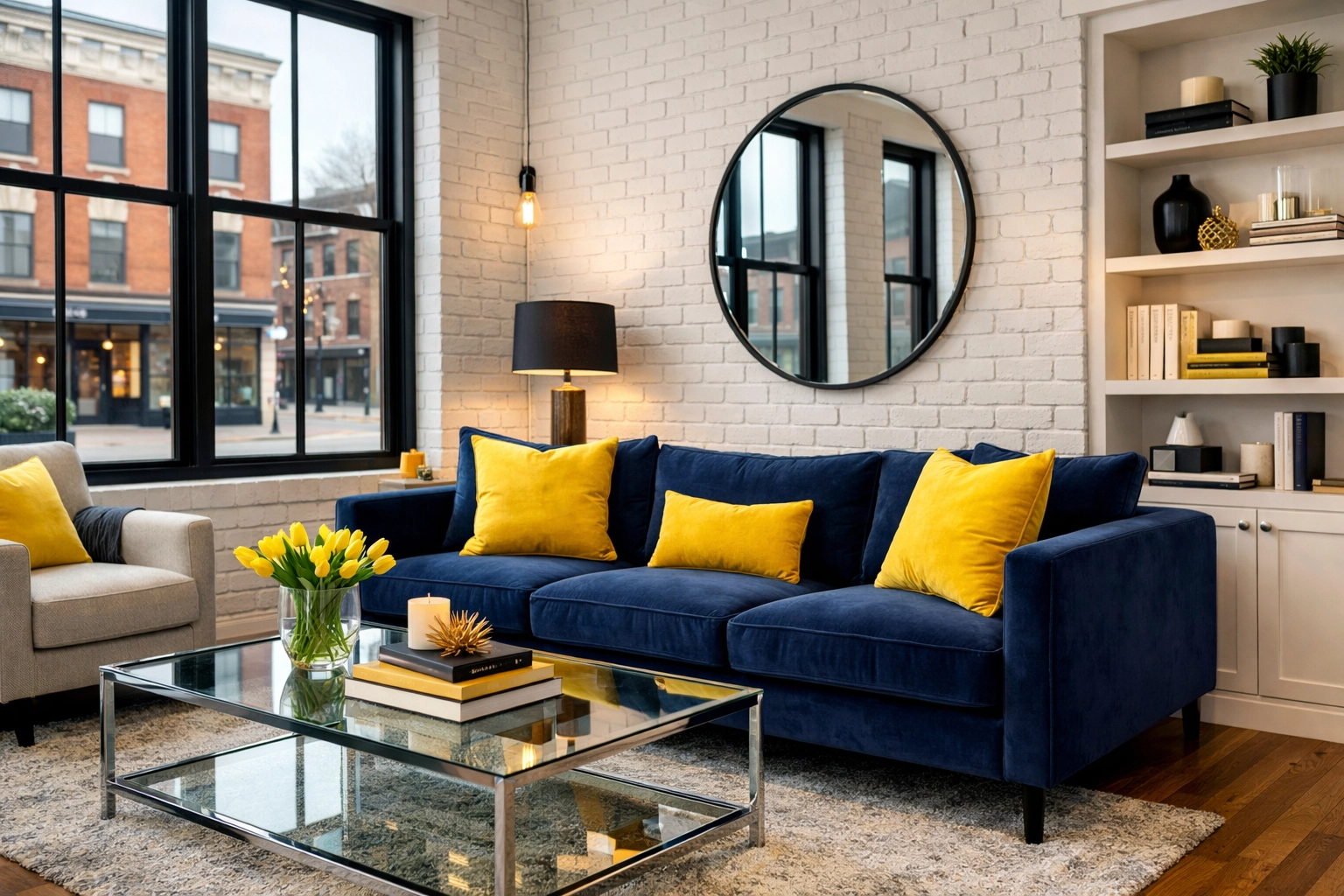 A luxury apartment living room looking move-in ready after post construction cleaning in Hudson.
