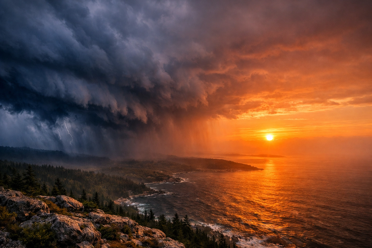 Dramatic storm clouds and atmospheric haze depicting multi-peril property insurance risks for business owners.
