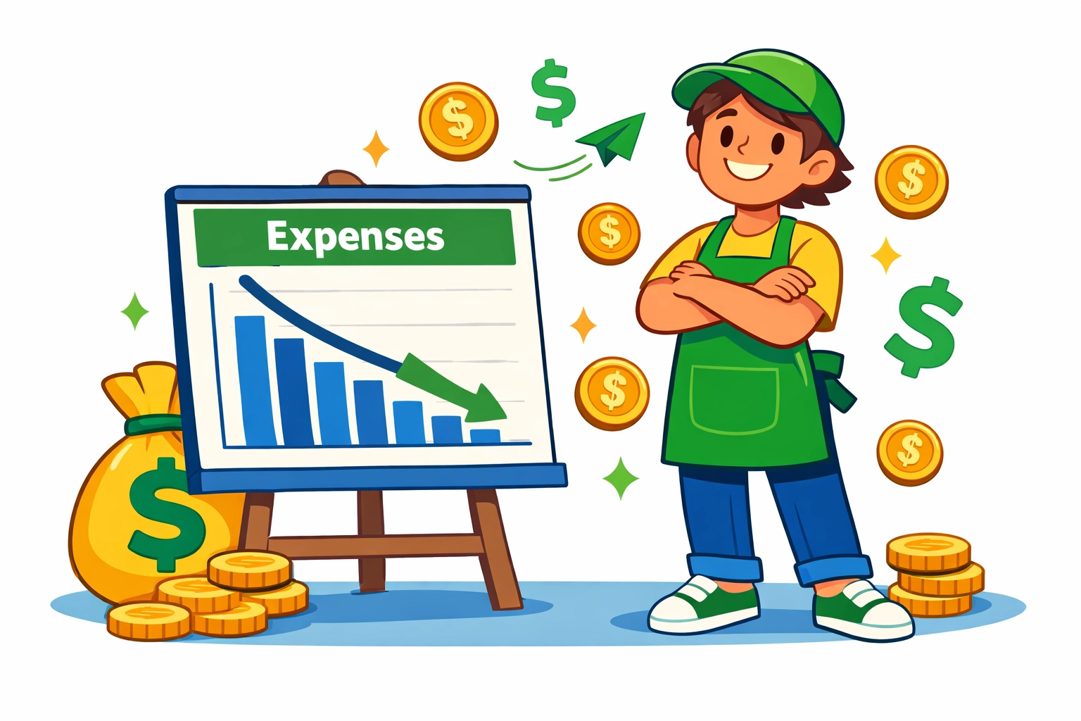 Small business owner celebrating reduced software costs and monthly expense savings