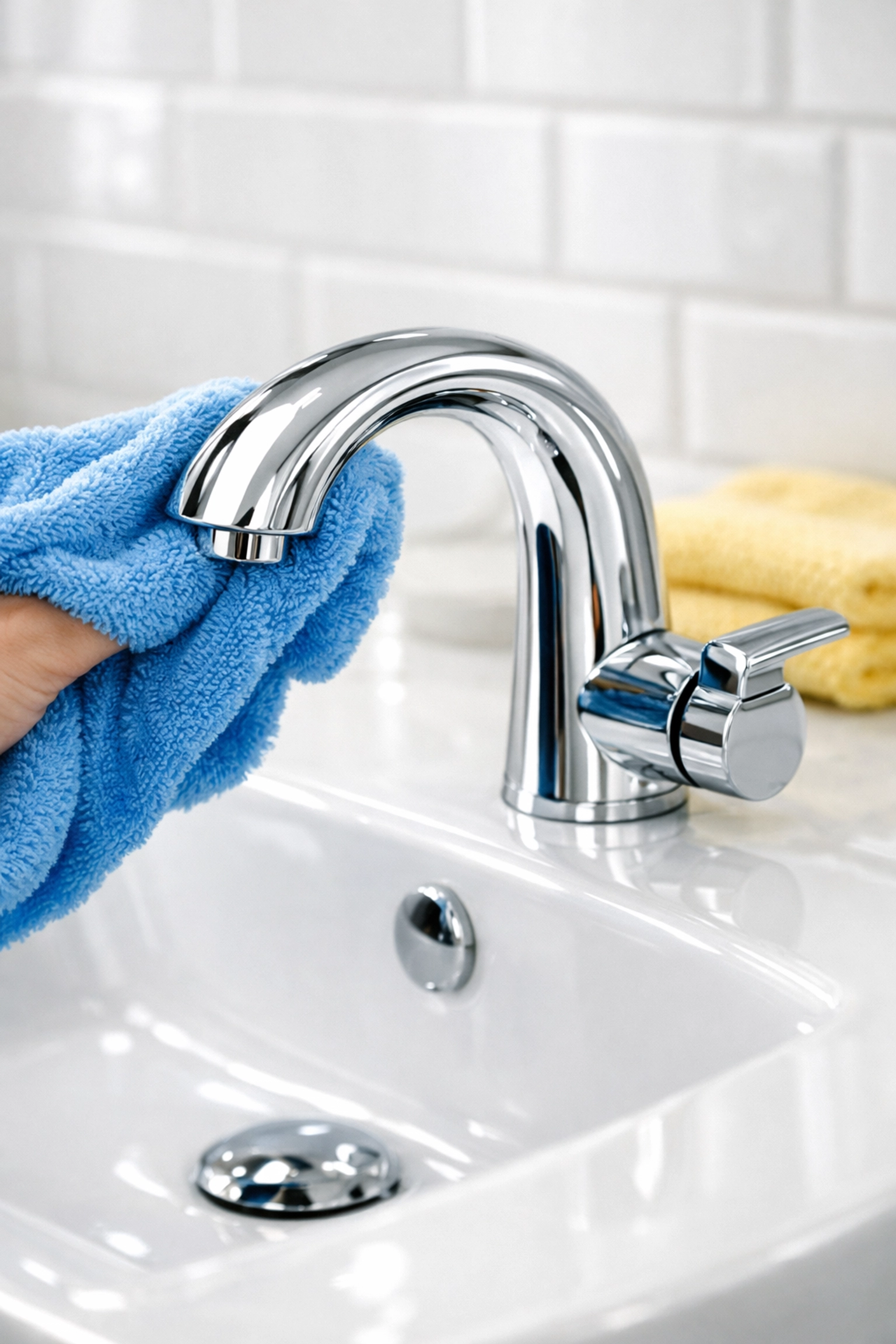 Detailed bathroom sink cleaning to remove allergens and mold in a Warren MA home during a weekly house cleaning visit.