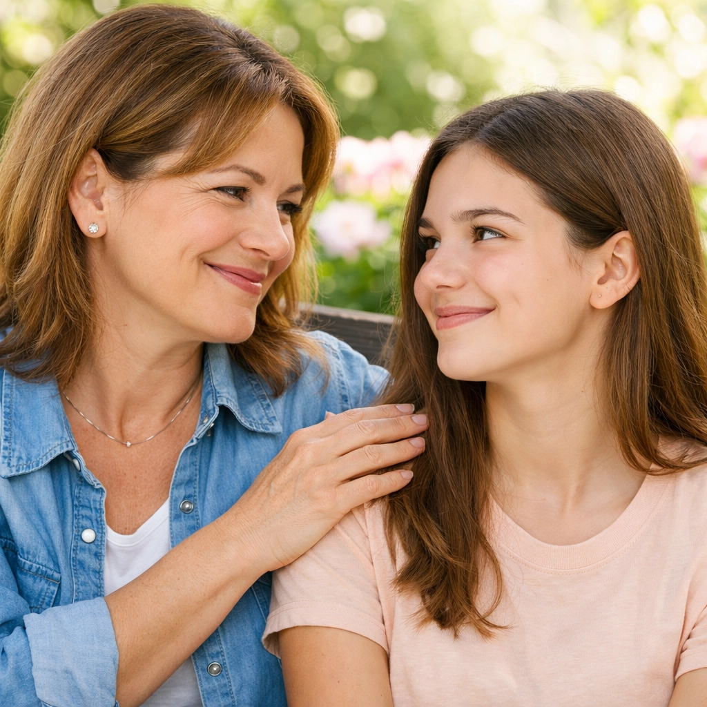 Mother and daughter reconnecting through family healing at a teen residential treatment center.