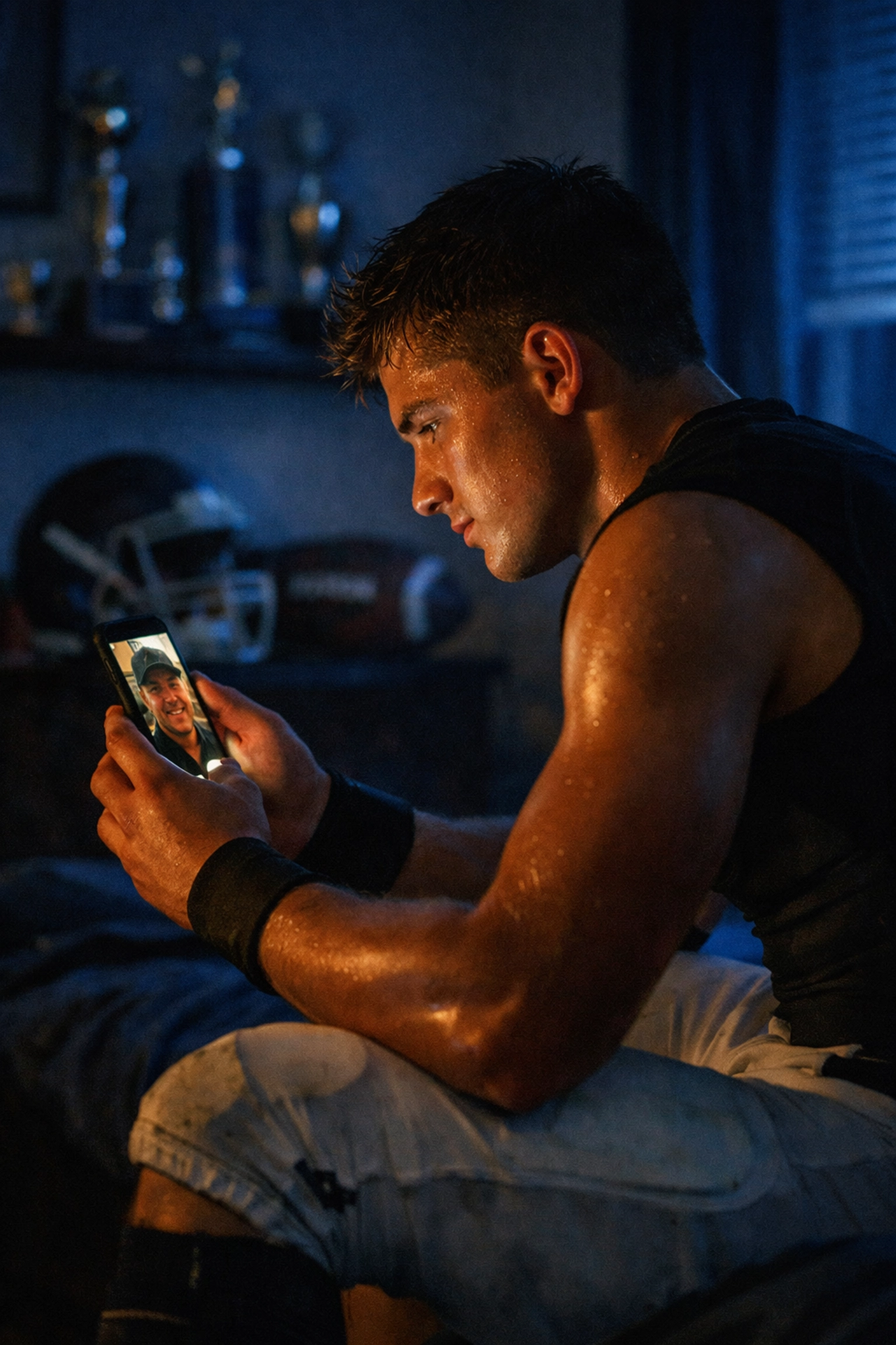 Football recruit on video call with college coach during NCAA dead period