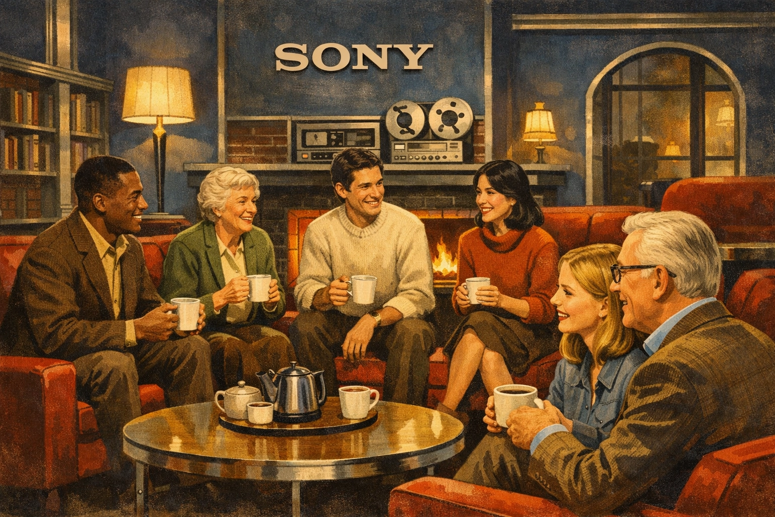 Christians gathering in community space for calm conversation and fellowship