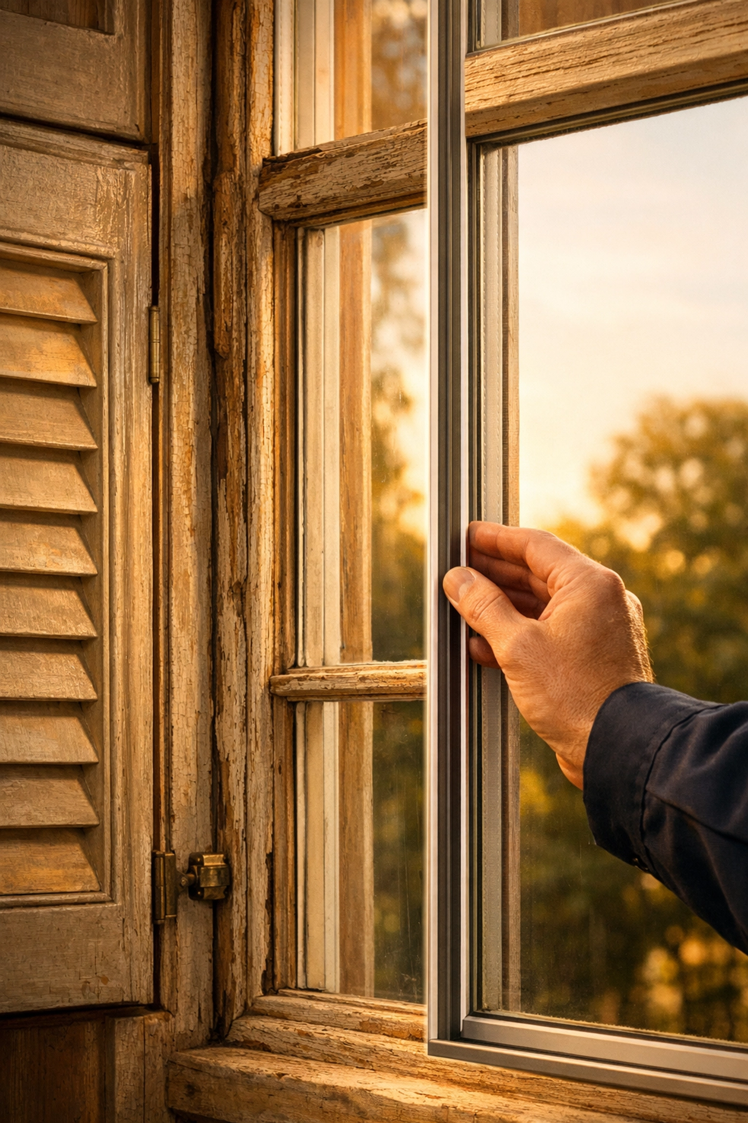 Installing slim aluminium secondary glazing on a Georgian window in a heritage home.