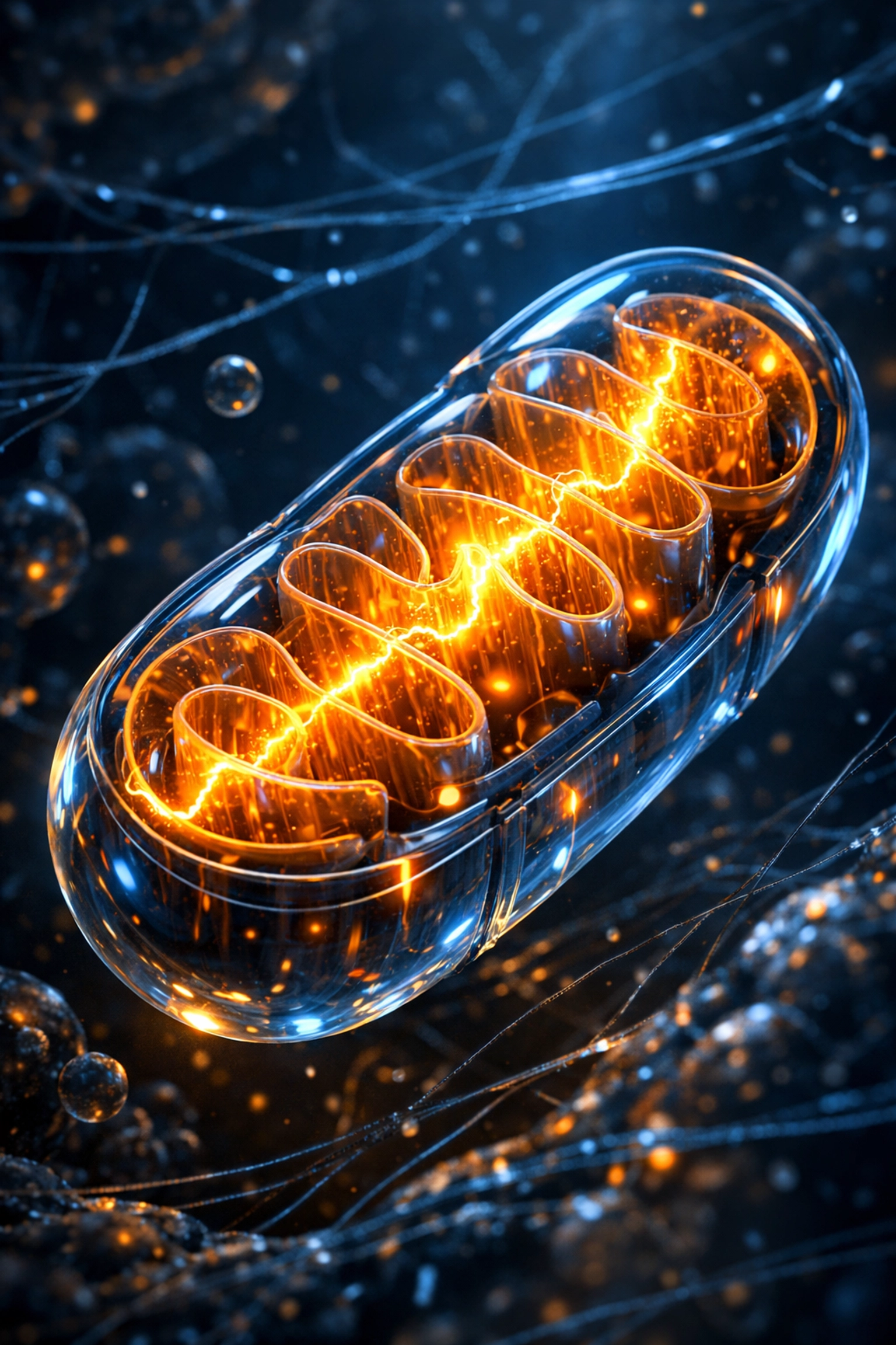 Mitochondrion organelle producing cellular energy for systemic repair and metabolic health.