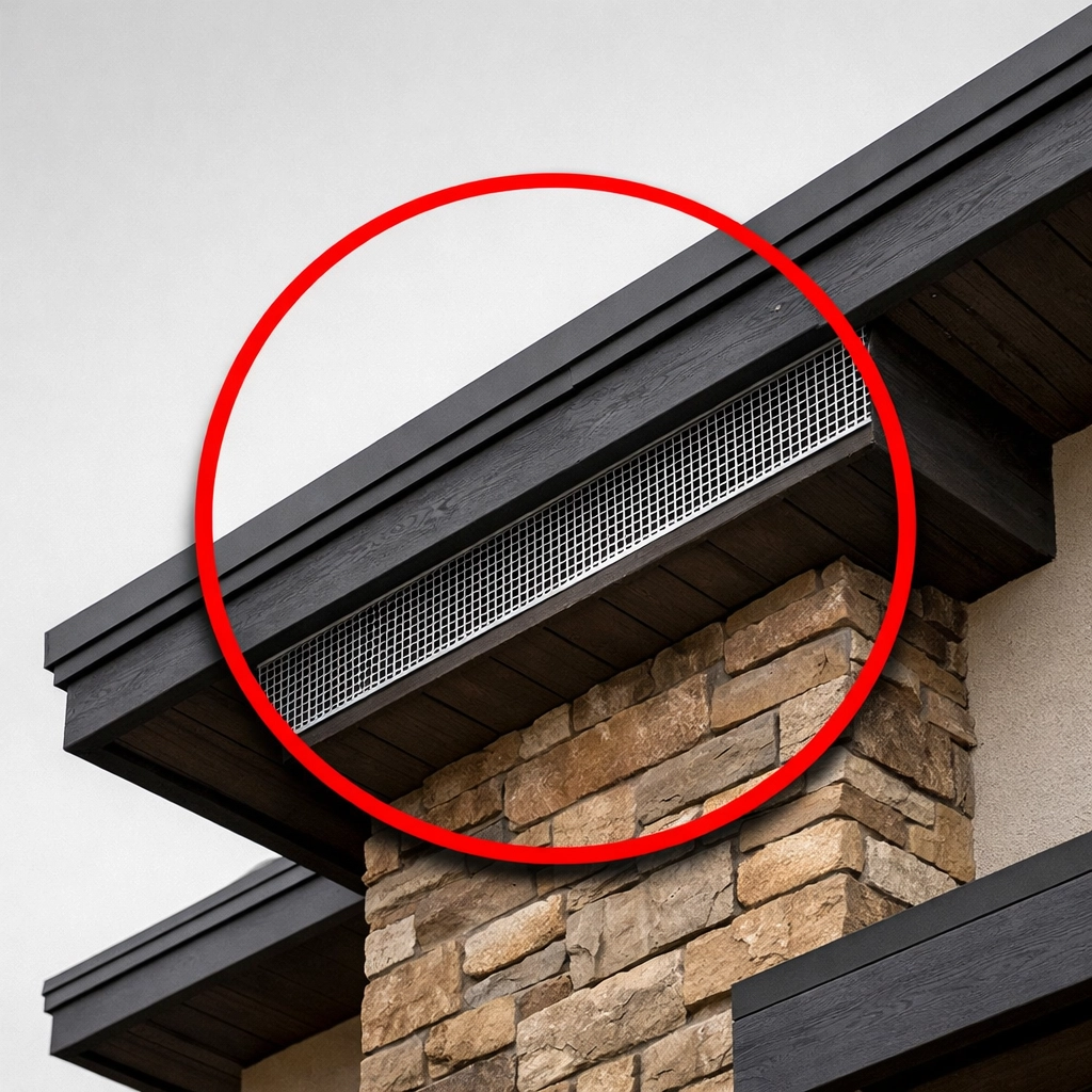 Stainless steel mesh installed for bird and bat exclusion on a modern Coolidge home's exterior.