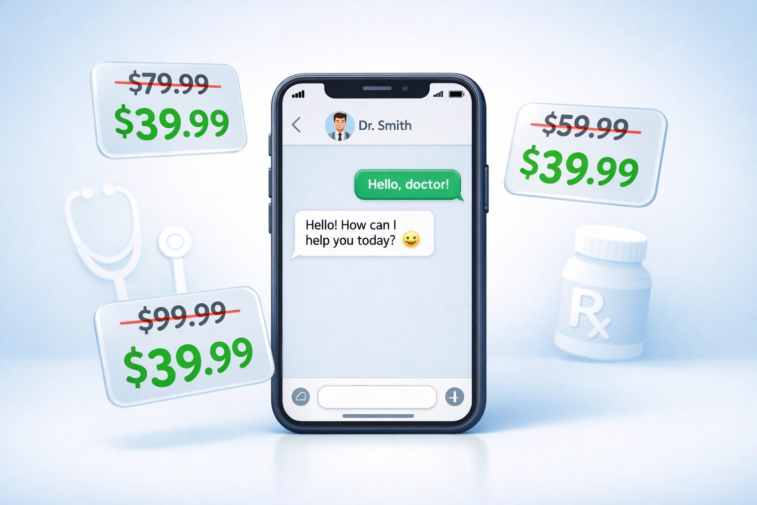 Transparent online urgent care pricing showing $39.99 flat rate versus higher traditional costs