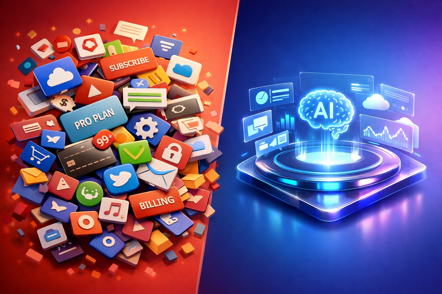 Multiple SaaS tools transforming into unified AI integration platform for small businesses