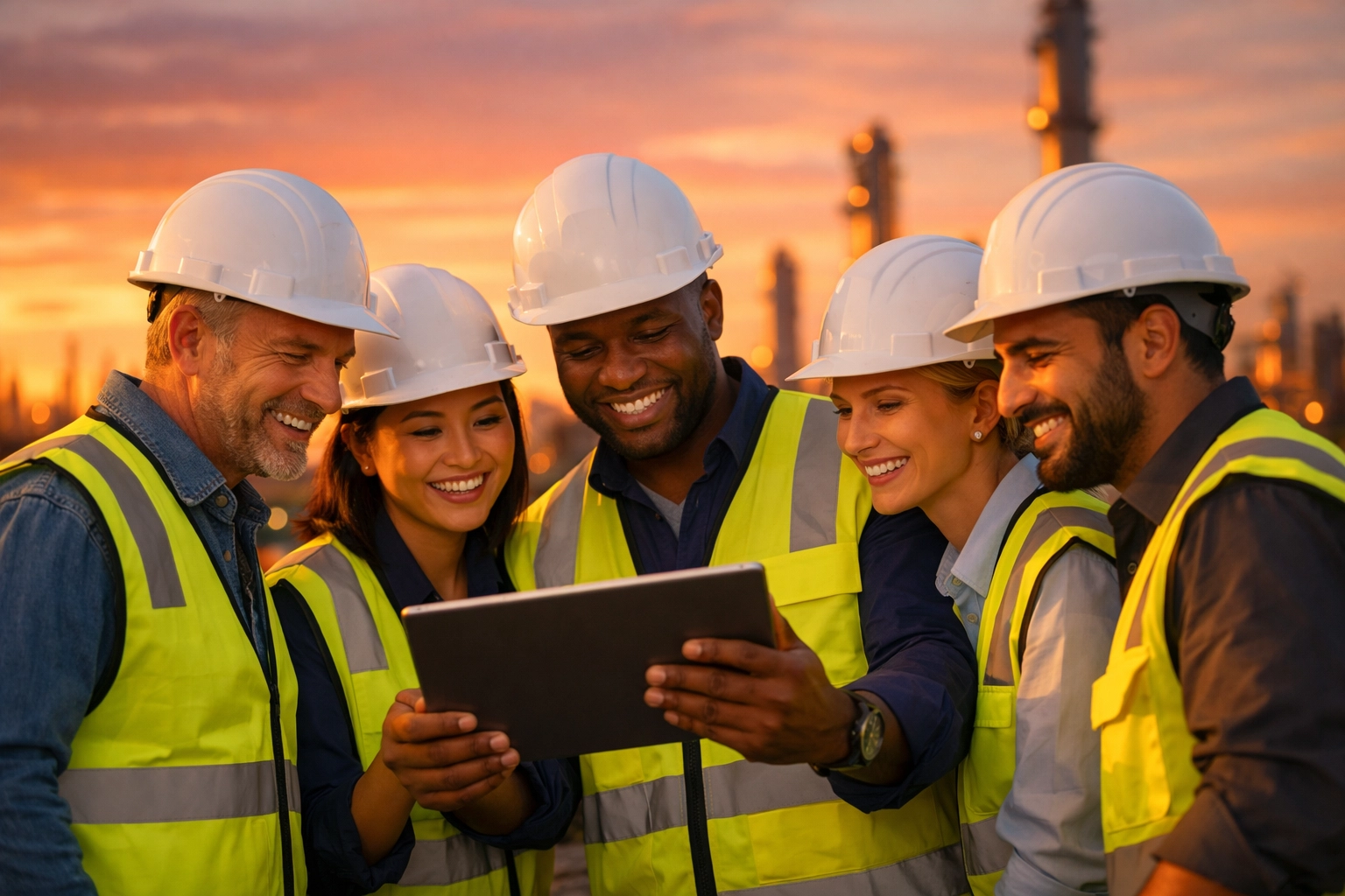 Équipe d'ingénieurs de RIDA TS collaborant sur un site industriel lors d'un projet Oil & Gas.