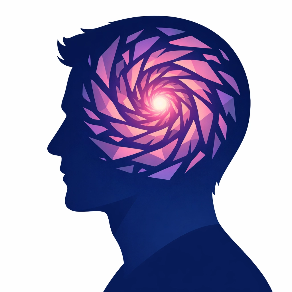 Silhouette representing the mental health impact and internal trauma experienced by male survivors of abuse.