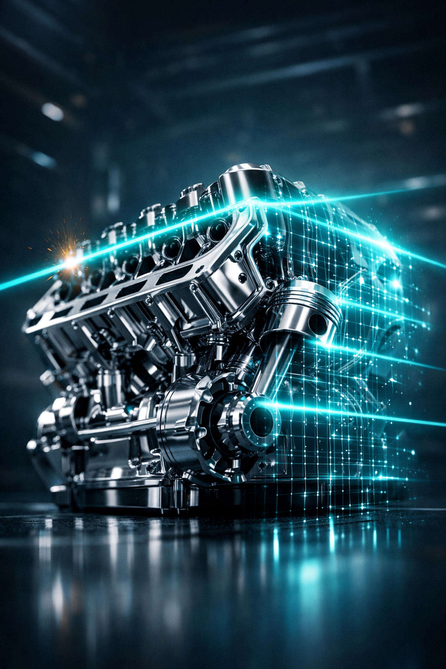 Digital transformation of a mechanical engine block using .NET 8 for Inventor automation.