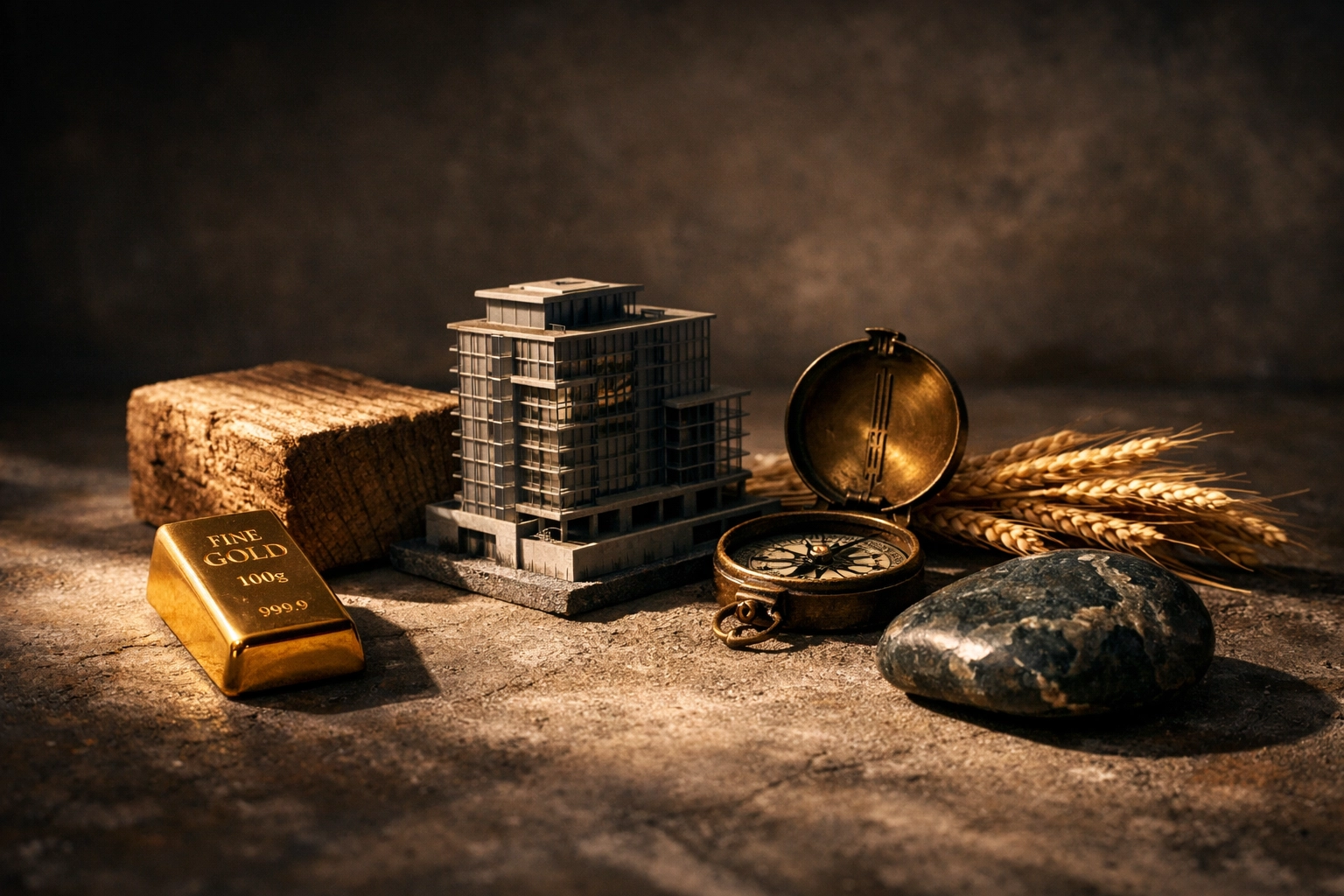 Real tangible assets including gold, real estate, and commodities for inflation hedging