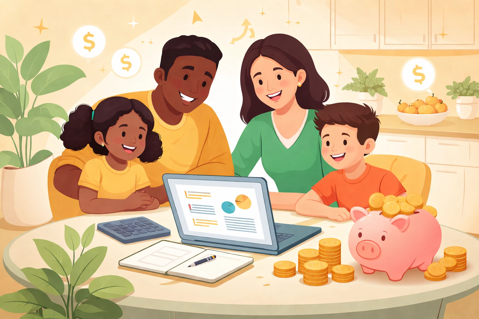 Family at kitchen table reviewing tax documents for 2026 tax update and refund savings in New Haven