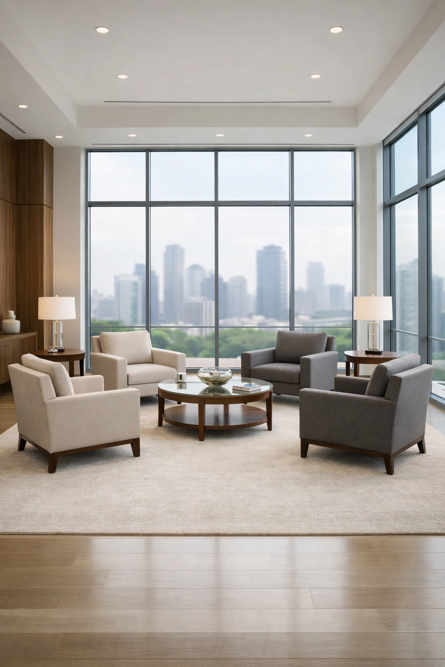 Deep cleaned multifamily residential common area featuring spotless windows and professionally maintained area rugs.