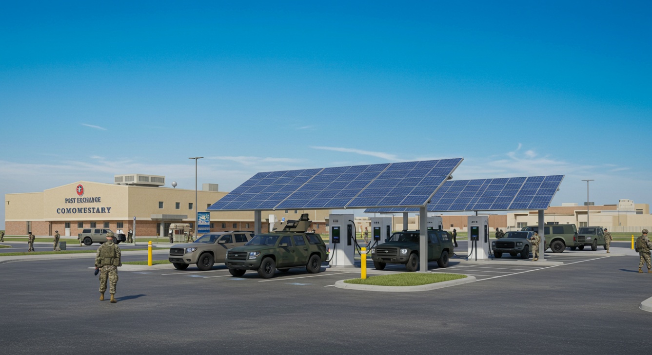 Solar Carports with Integrated EV Charging Stations