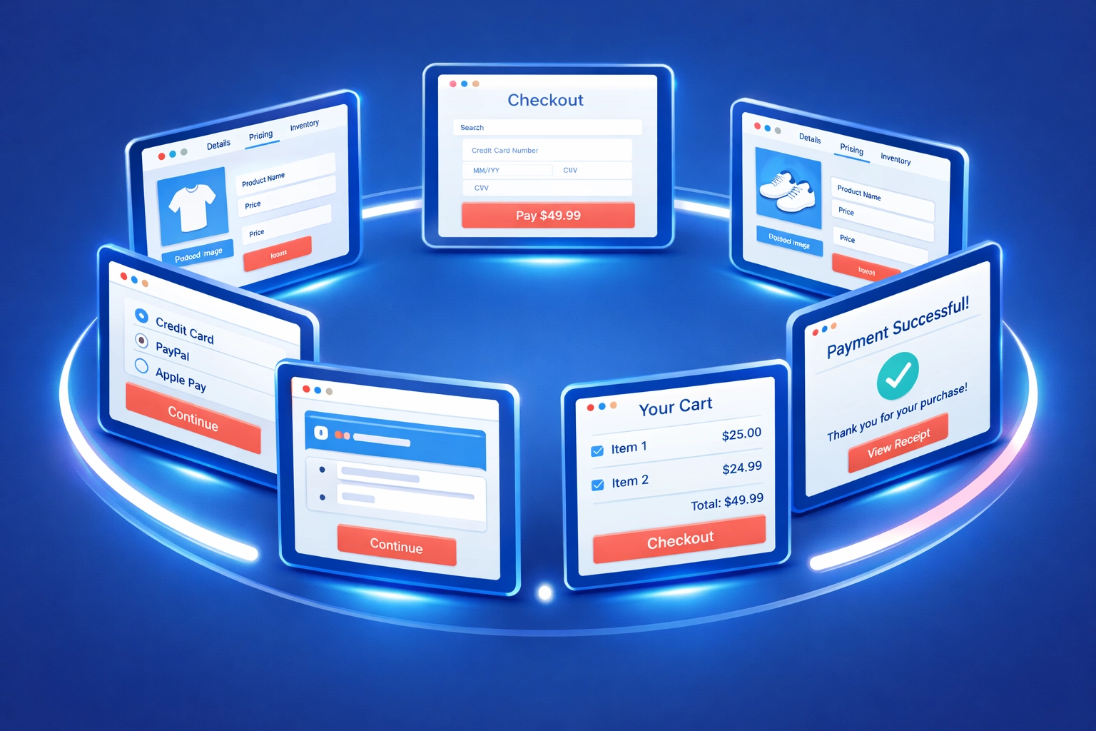 Multiple online sales platforms for selling digital products with payment processing