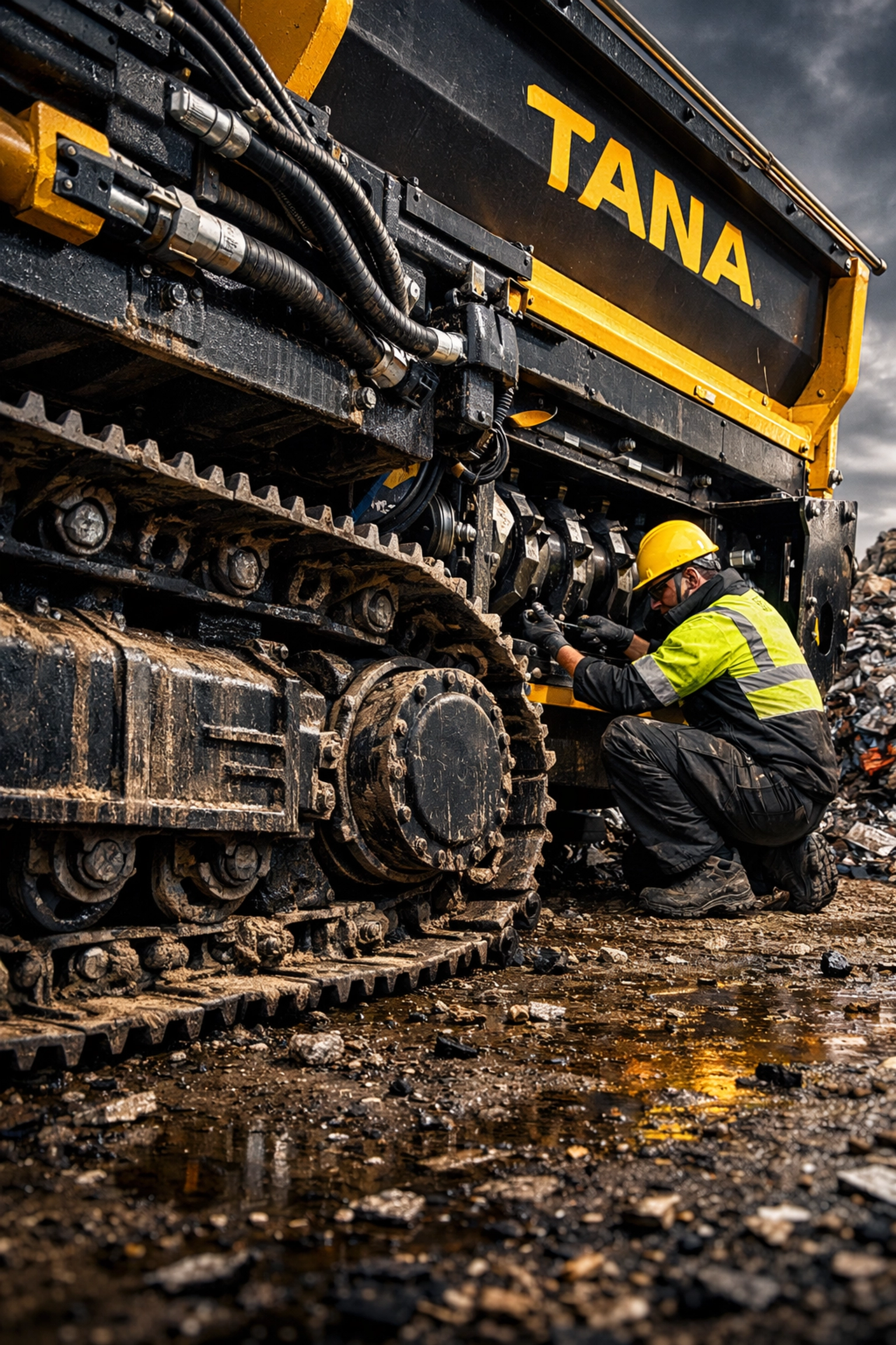 Technician performing maintenance on a TANA shredder to ensure machine readiness for UK digital waste tracking.