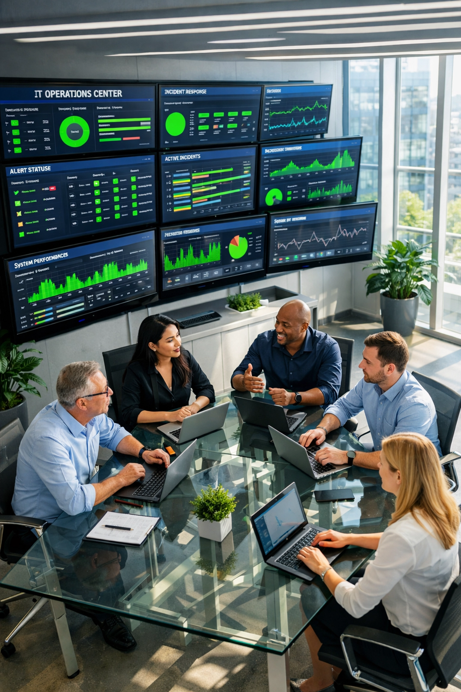 IT operations team managing ServiceNow ITOM incident response in modern operations center