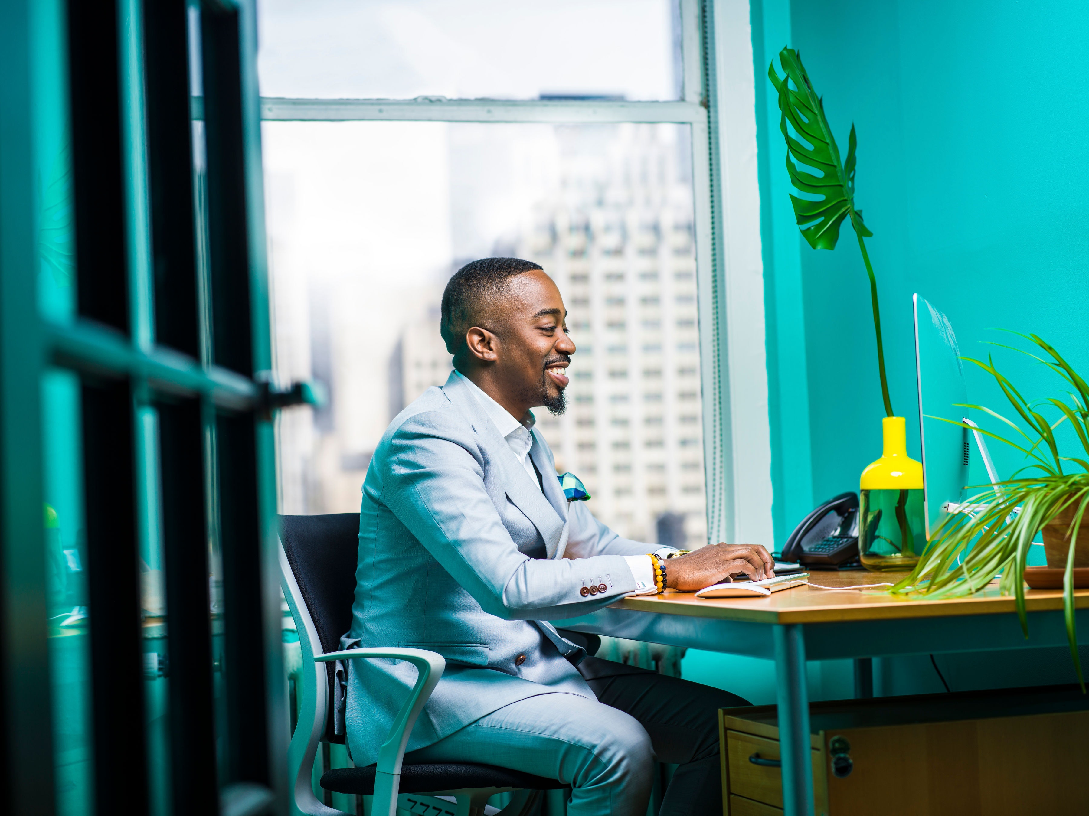 Business Professional at Modern Office Desk