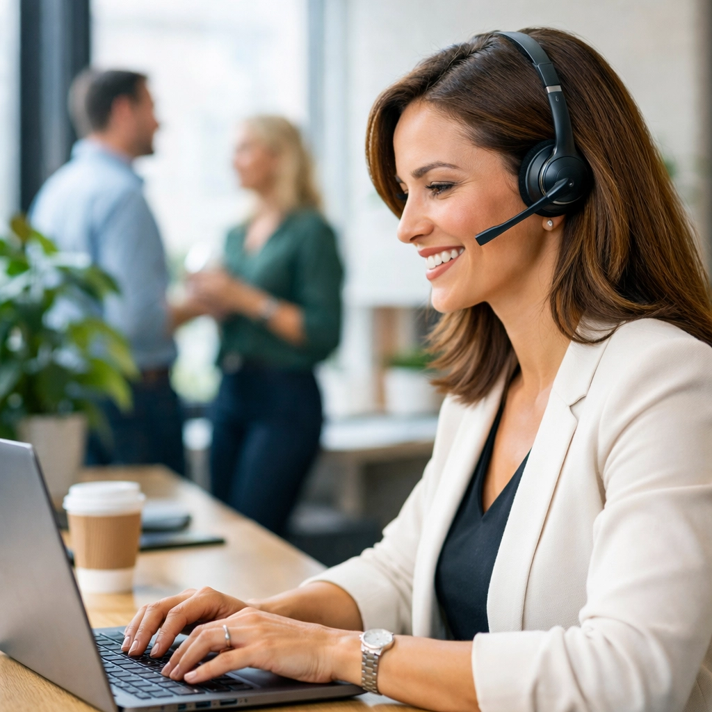 Professional executing consistent MSP lead generation and client outreach in a modern office.