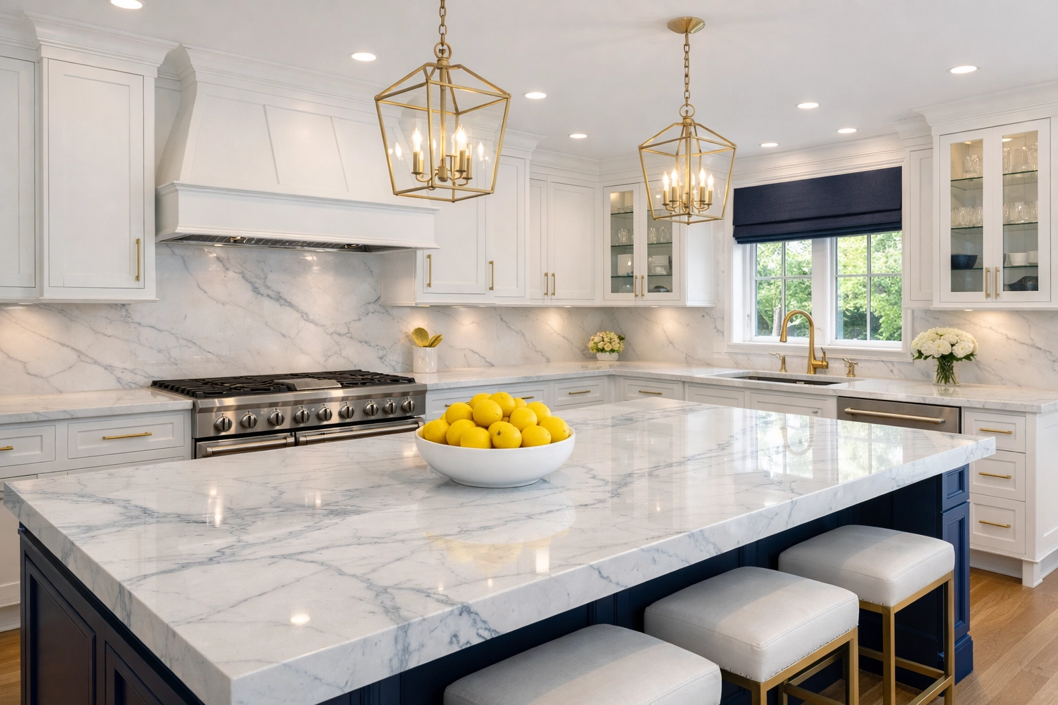 Spotless luxury Newton estate kitchen showcasing the work of the best professional cleaners in Boston.