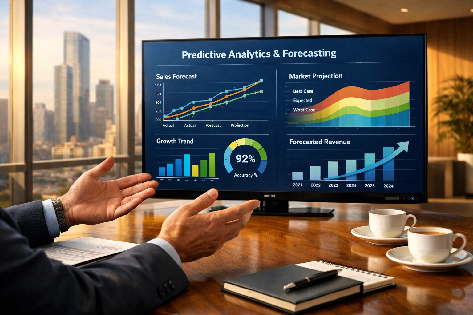 Executive reviewing ServiceNow ITAM cost savings and ROI analytics dashboard