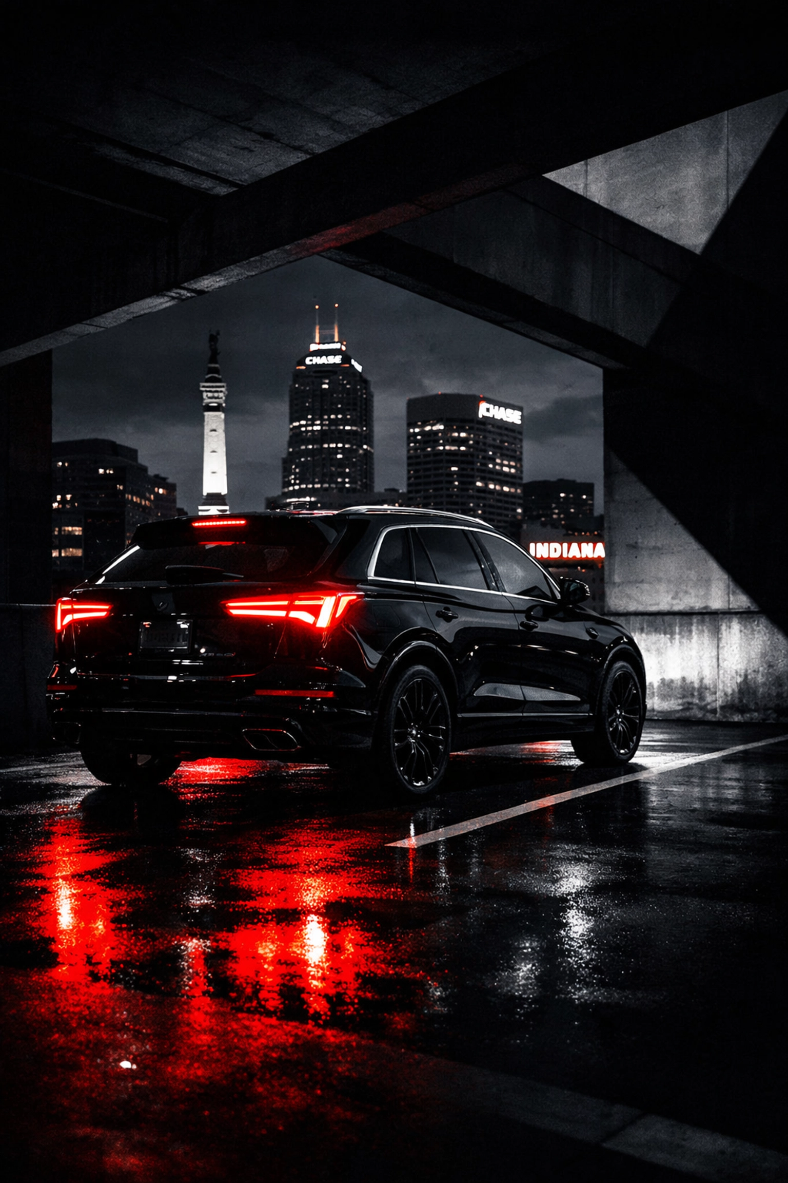 Modern SUV in a dark lot illustrating car immobilizer security on the West Side of Indianapolis.